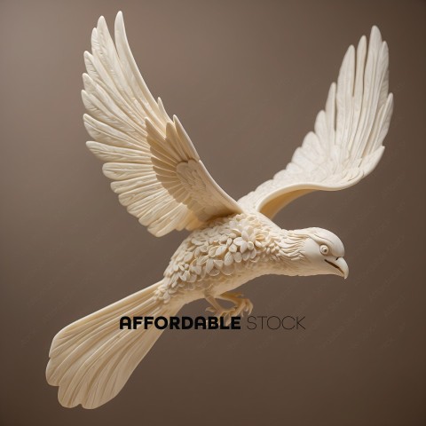 White Bird Sculpture with Open Wings
