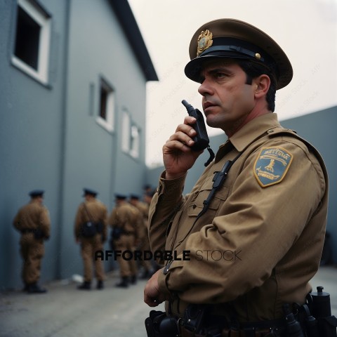 A police officer on the phone
