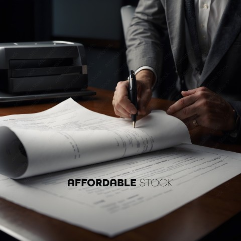 Man signing a document on a desk