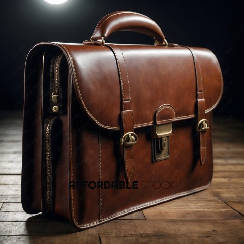 A brown leather briefcase with a handle
