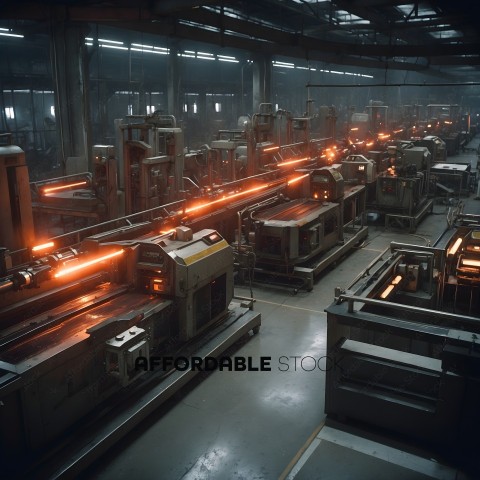 A factory with many machines and workers