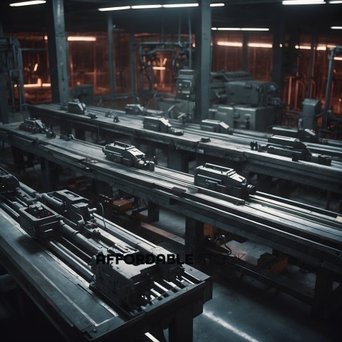 A factory with many machines and conveyor belts