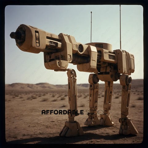 A robotic looking machine in the desert