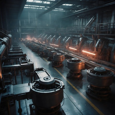 A factory with many machines and workers
