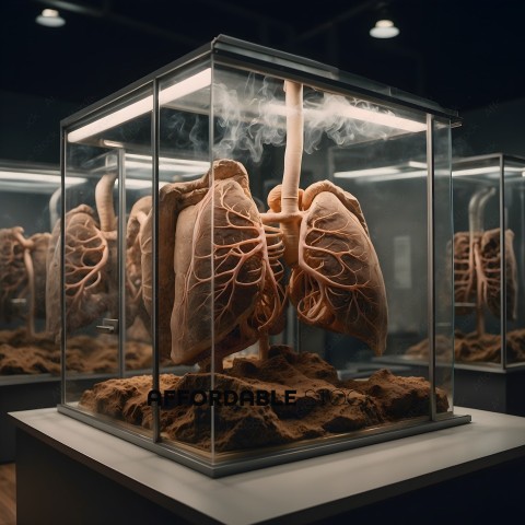 A display of a human lung in a museum