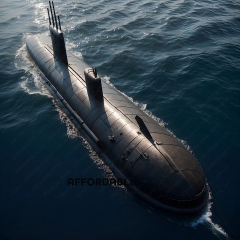 A submarine is traveling through the ocean
