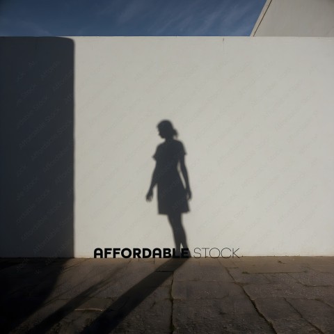 A woman's shadow is cast on a white wall