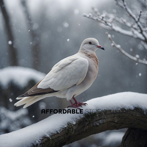 A bird standing on a branch in the snow