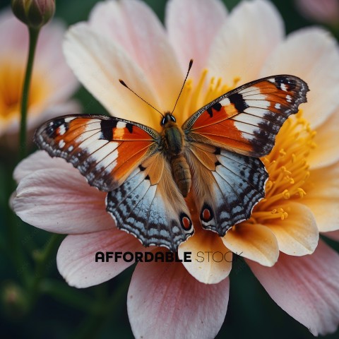 A butterfly with orange and blue wings