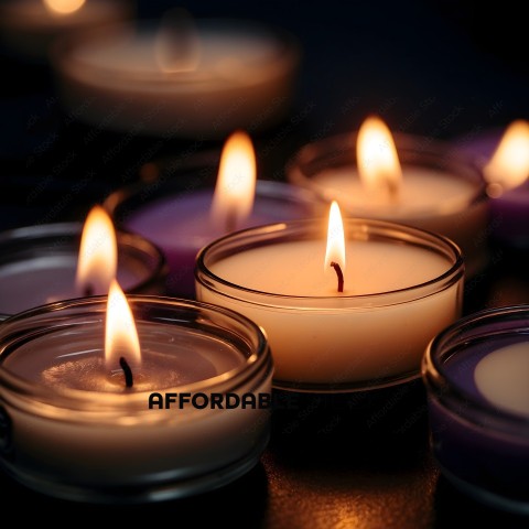 Candles with purple flames in a row