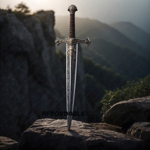 A sword with a wooden handle and a metal blade