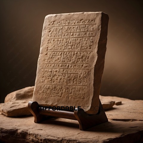 Ancient Egyptian Stone Tablet with Hieroglyphics