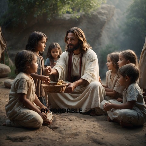 Jesus Feeding Children