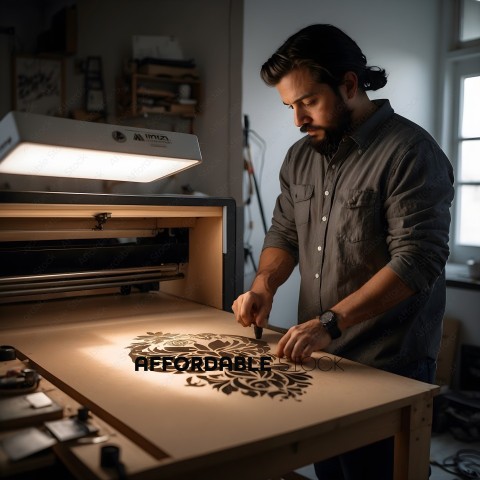 Man working on a craft project