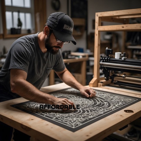 Man working on a craft project