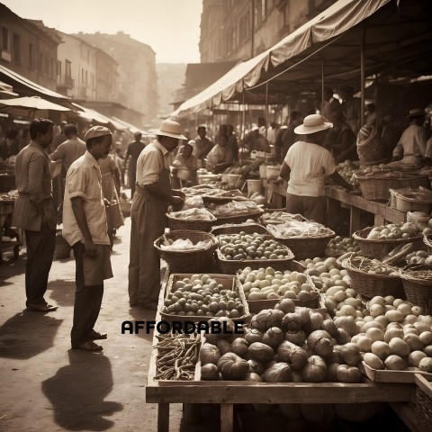 Marketplace with a variety of fruits and vegetables