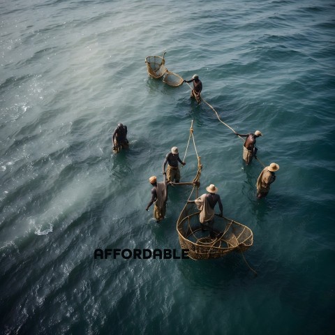 Men in the ocean with nets