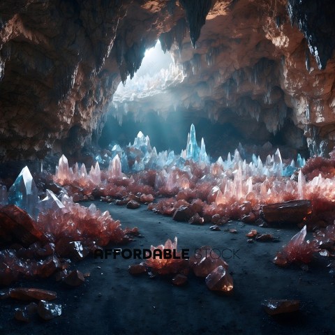 A cave with a lot of crystals