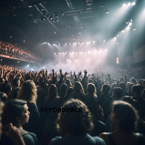 A large crowd of people are watching a concert