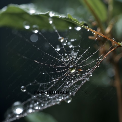 A spider's web with dew drops