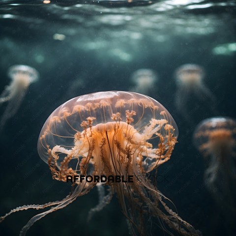 A close up of a jellyfish with long tentacles