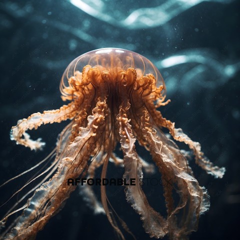 A close up of a jellyfish with its tentacles extended