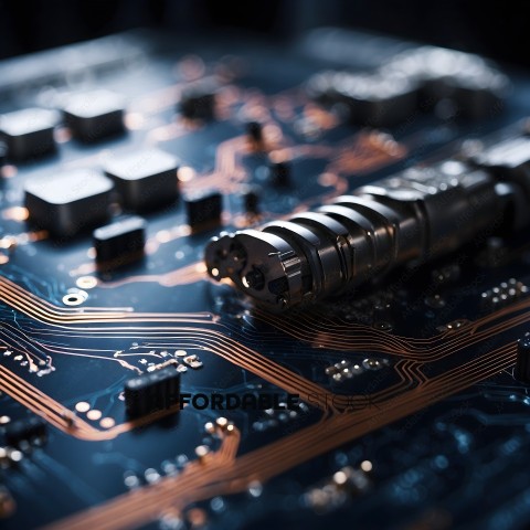 A close up of a circuit board with a screwdriver in it