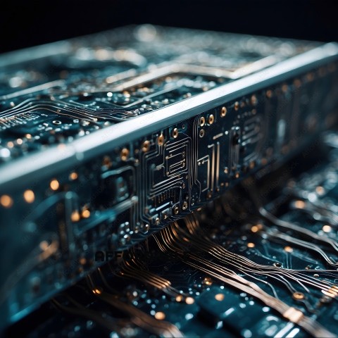 A close up of a circuit board with many wires