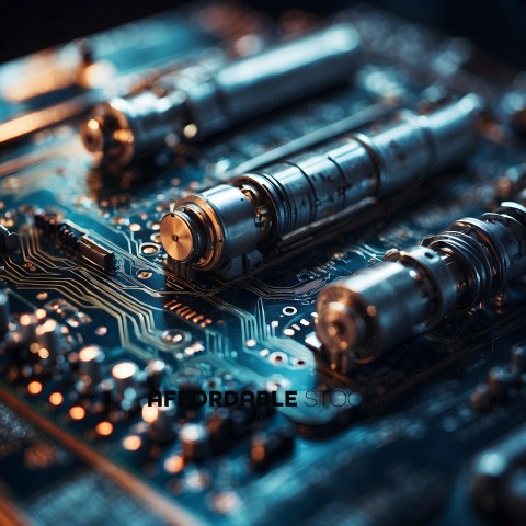 A close up of a computer circuit board with various electronic components