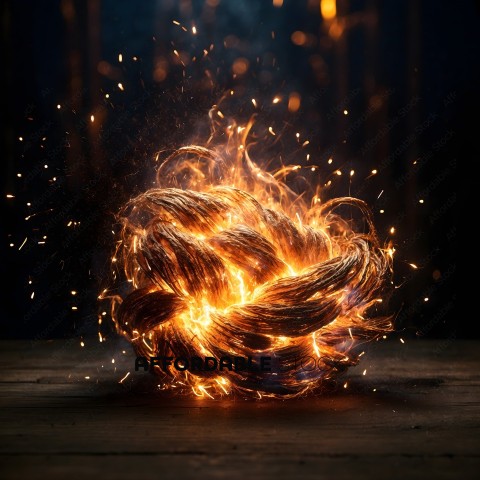 A ball of fire with a rope like texture