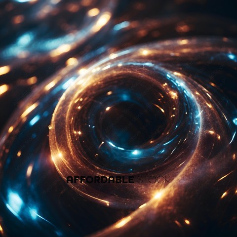 A blue and gold spiral with a bright light in the center