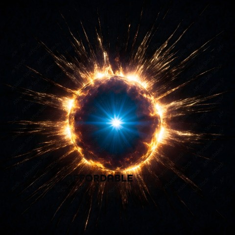 A bright blue star in the middle of a firework explosion