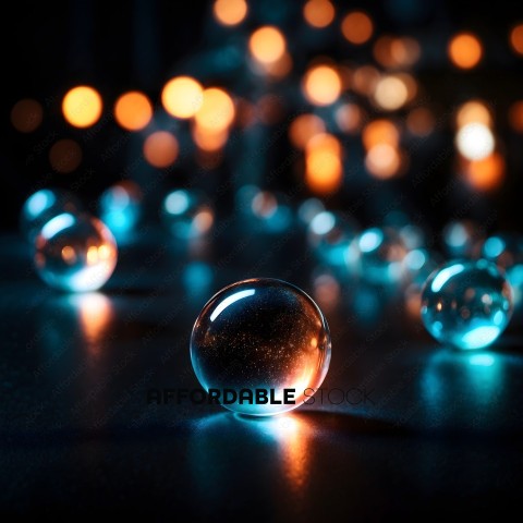 Glowing Balls on a Black Surface