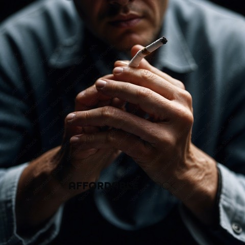 Man holding a cigarette in his hand