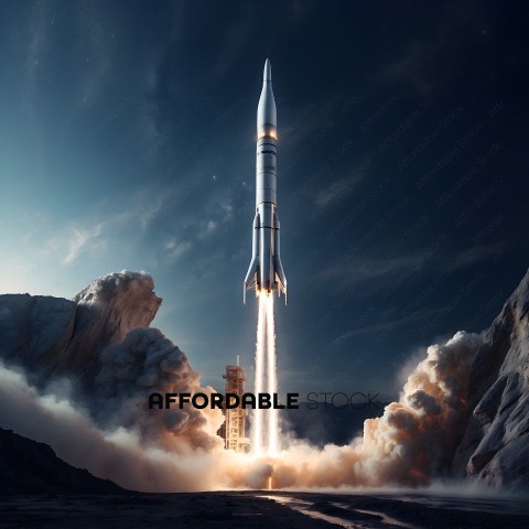 A Rocket Launches into the Sky