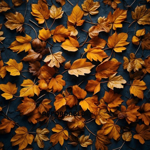 Leaves on a blue surface