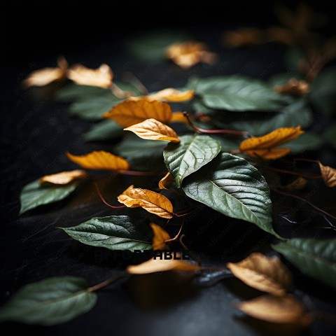 Leaves on a table