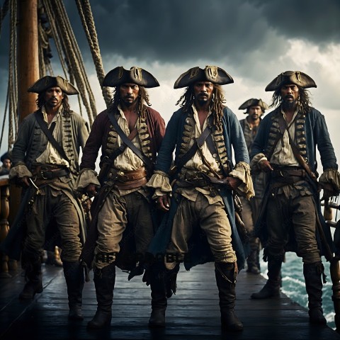 Four Pirates Standing on a Ship
