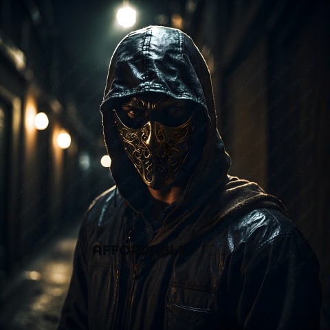Man in a black hooded jacket with a mask on