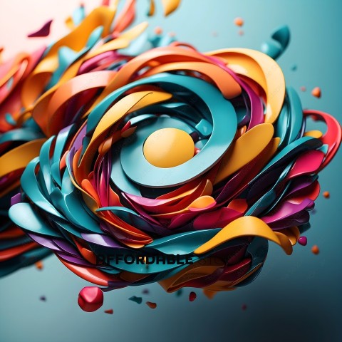 Colorful Abstract Artwork with a Round Object in the Center