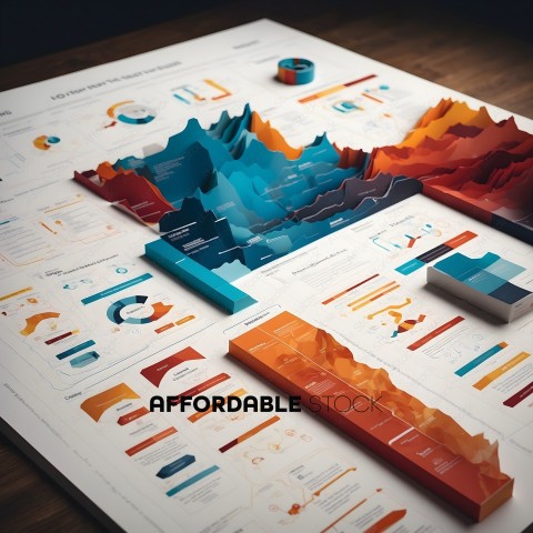 A large poster with a variety of charts and graphs