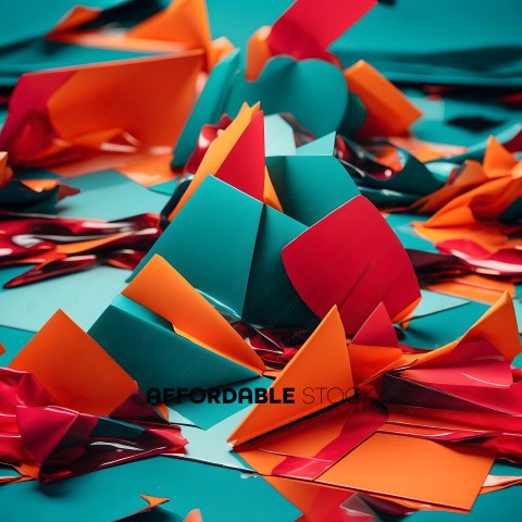 Colorful Paper Cutouts on a Teal Surface