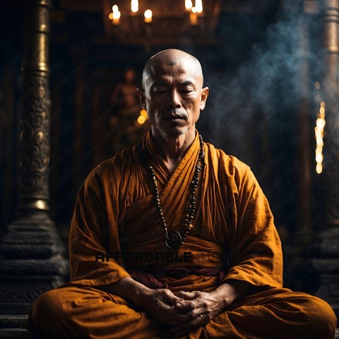 A Buddhist monk in a meditative state
