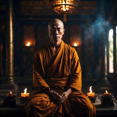A Buddhist monk in a meditative state