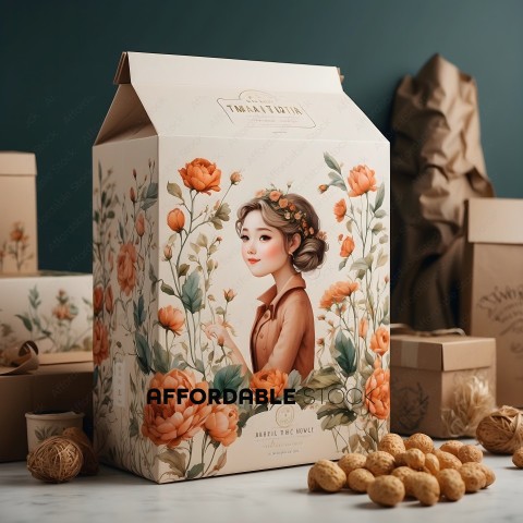 A box of tea with a picture of a woman on it